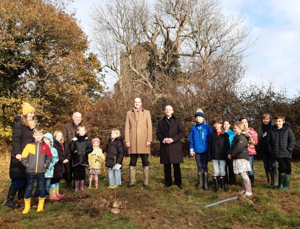 QGC tree planting ceremony on Laughton glebe field with children from Laughton Community Primary School